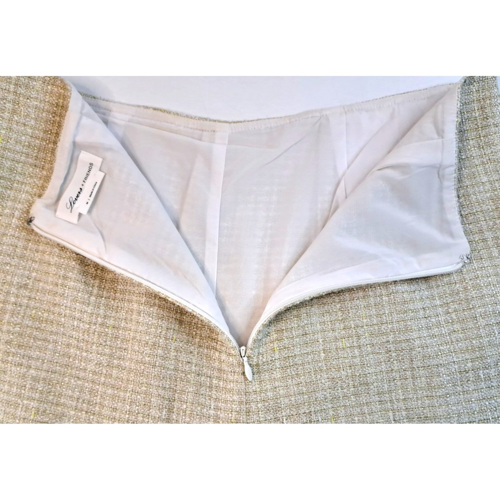 Lovers & Friends Mini Skort Womens M Fringe Skirt Shorts Tweed Beige Lined 13" L - Picture 7 of 9